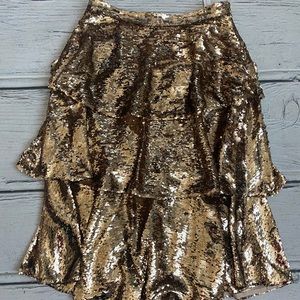 Rachel parcell gold sequin skirt